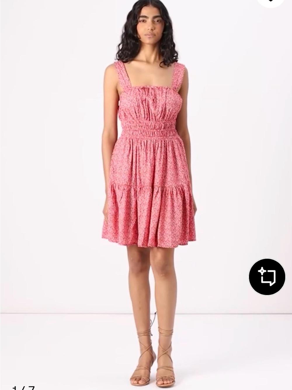 GAP Red with white floral print Smocked Tiered Sundress